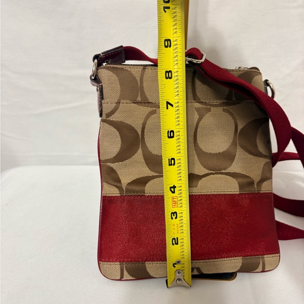 Stylish Red and Tan Crossbody Bag - Picture 7 of 7